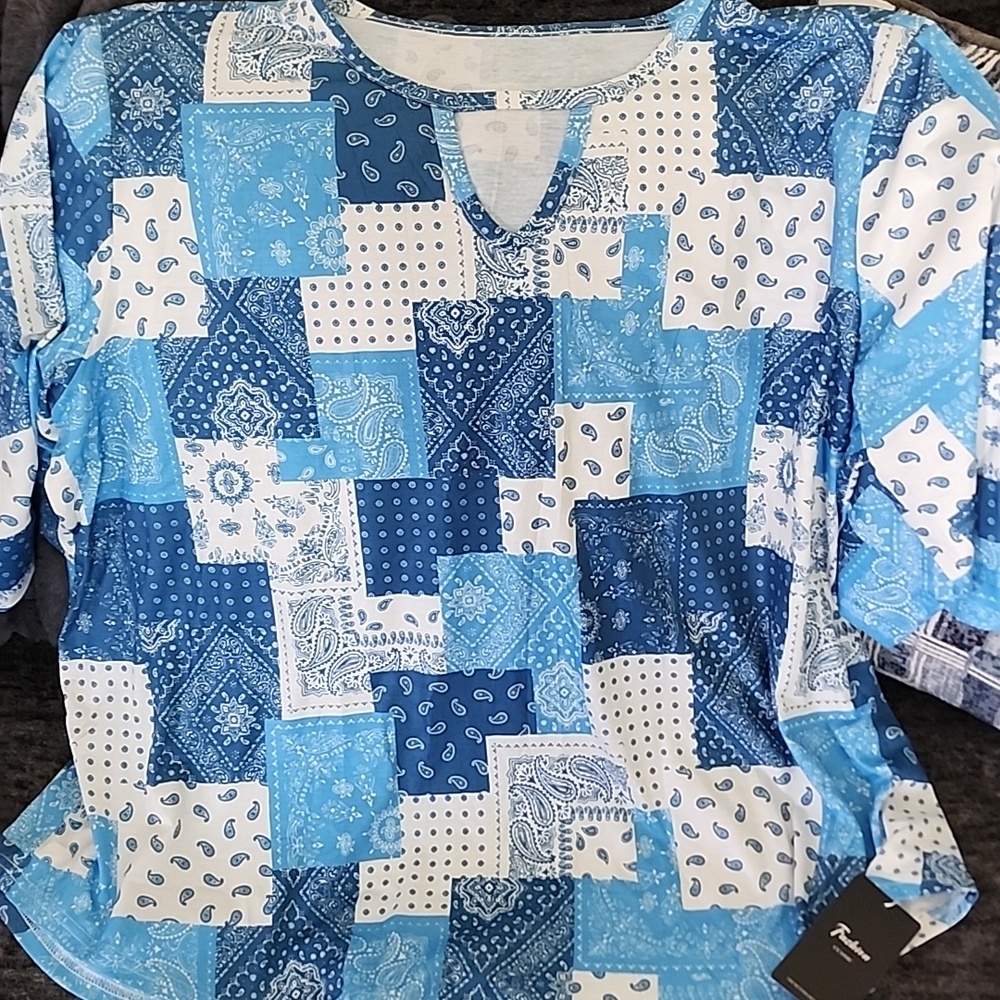 Blue Bandana Patchwork Top